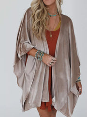Open Front Draped Sleeve Cardigan Mocha OutfitFlow
