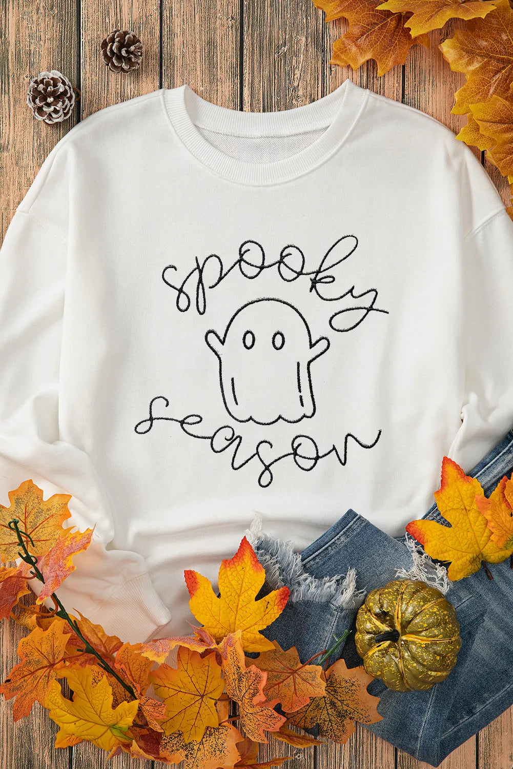 Outfit Flow - Ghost Graphic Long Sleeve Dropped Shoulder Sweatshirt