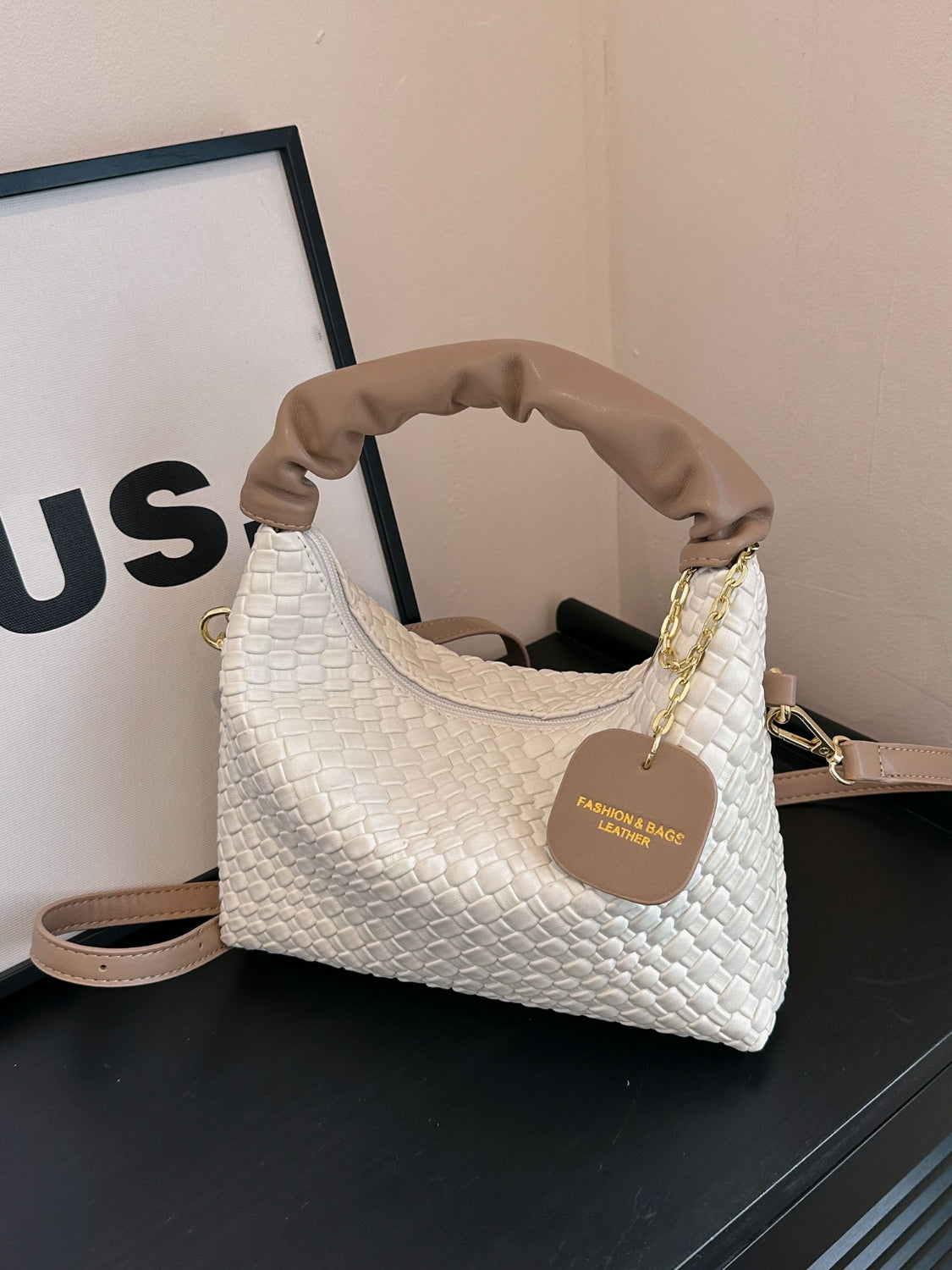 Outfit Flow - PU Leather Woven Crossbody Bag