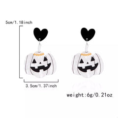 Halloween Pumpkin Heart Drop Earrings OutfitFlow