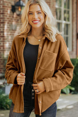 Outfit Flow - Collared Neck Long Sleeve Fleece Jacket