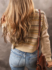 Vintage Patterned Button-Down Cardigan Trendsi