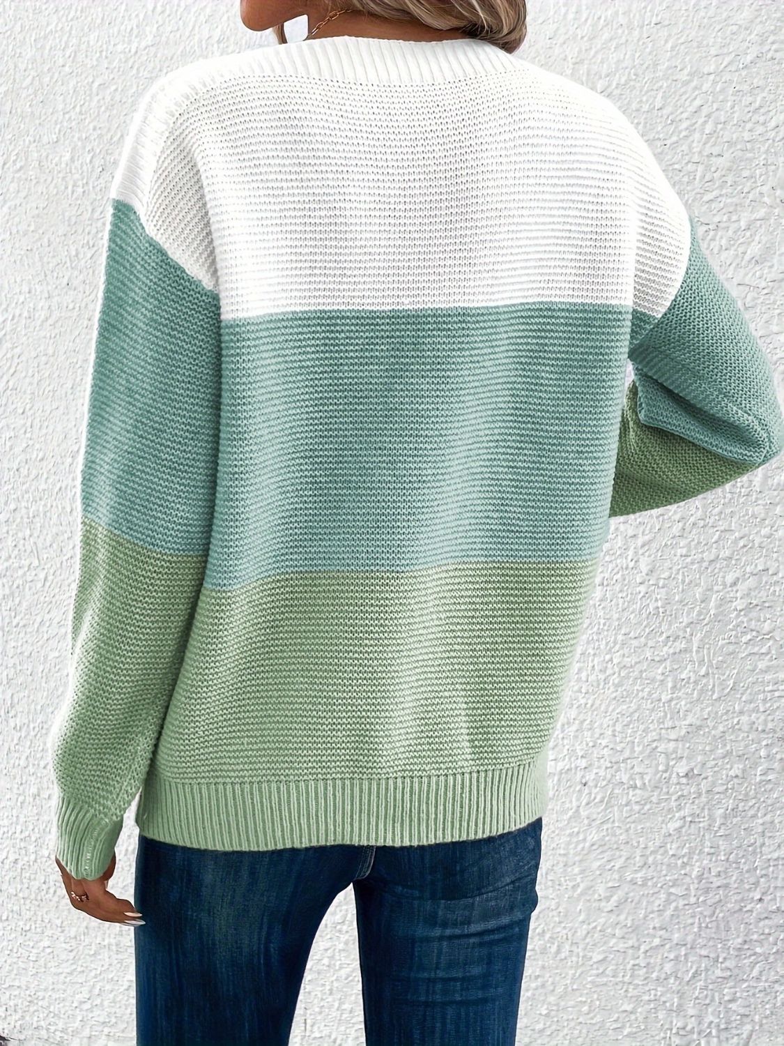 Outfit Flow - Color Block Boat Neck Sweater