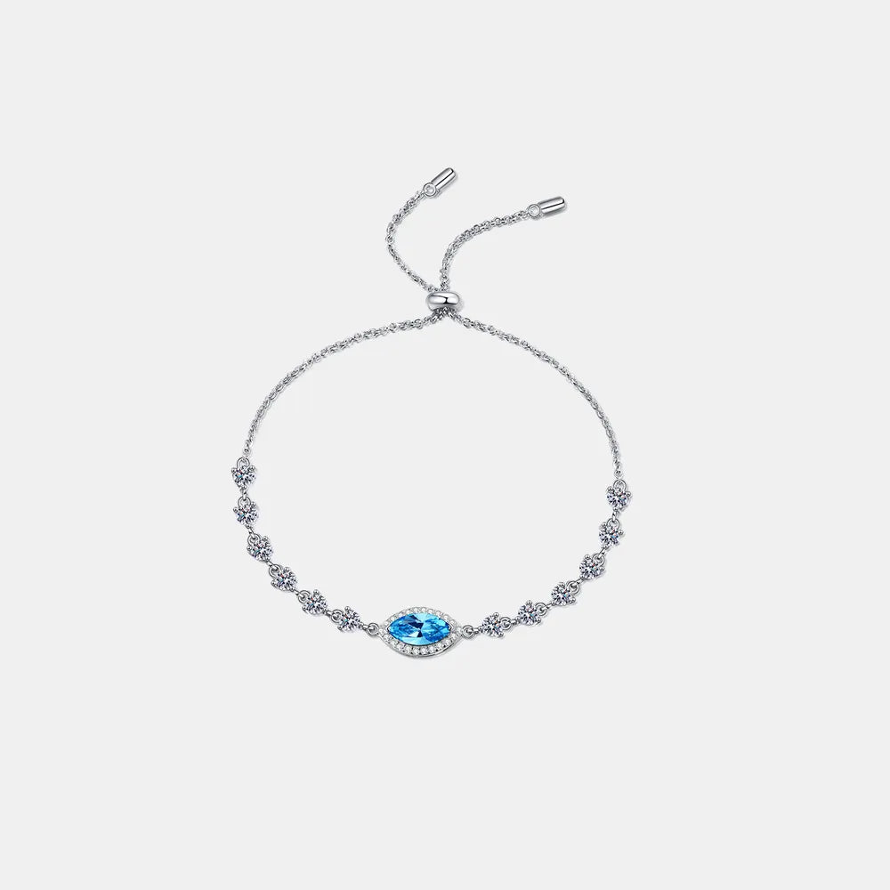 1 Carat Moissanite 925 Sterling Silver Bracelet Blue One Size OutfitFlow