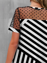 Mesh Polka Dot Striped Casual Dress OutfitFlow