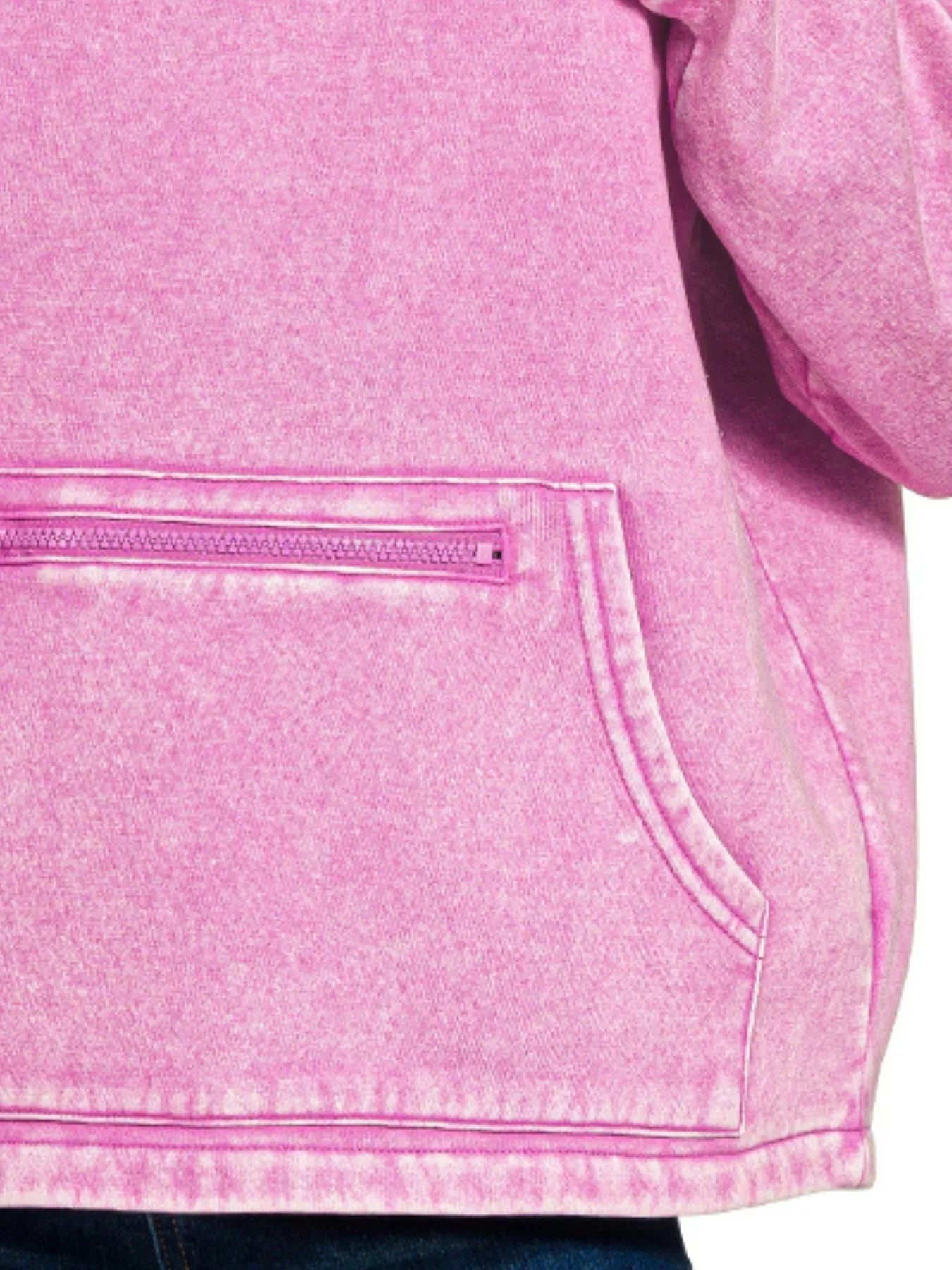 Zenana Fleece Washed High Neck Kangaroo Pocket Sweatshirt OutfitFlow