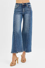 RISEN High Rise Crop Wide Leg Jeans with Step Hem OutfitFlow