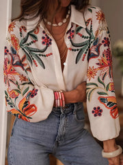 Floral Button Up Long Sleeve Shirt OutfitFlow