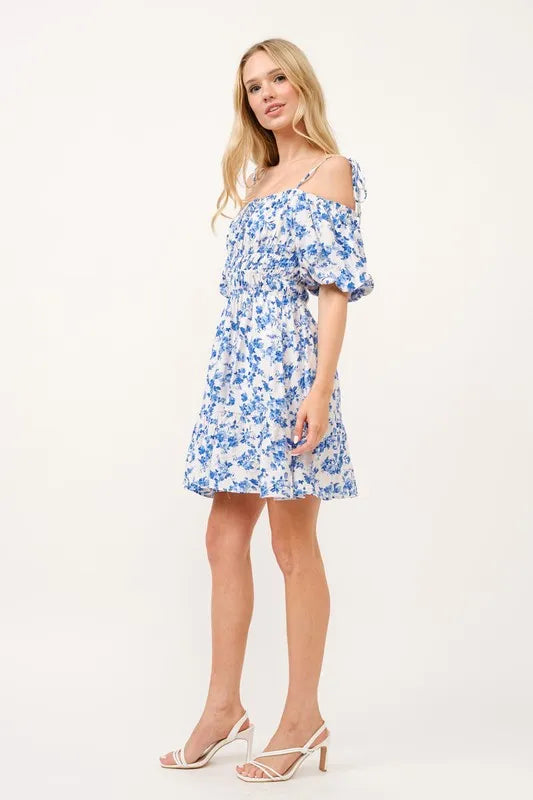 And The Why Off Shoulder Bubble Sleeve Dress OutfitFlow