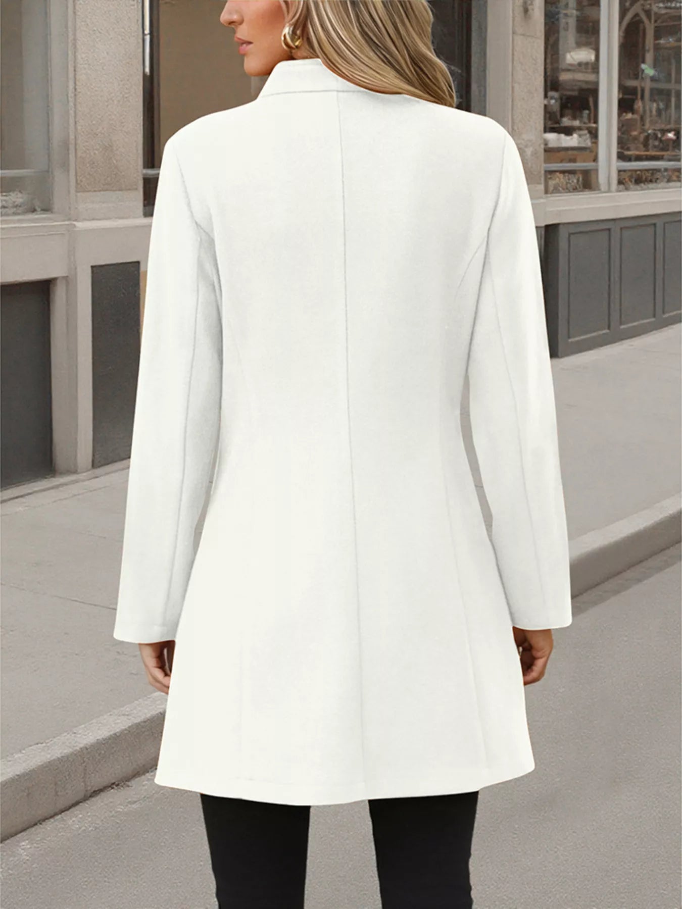 Button Up Long Sleeve Coat Trendsi