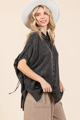 Mittoshop Mineral Wash Loose Fit Button Down Shirt OutfitFlow
