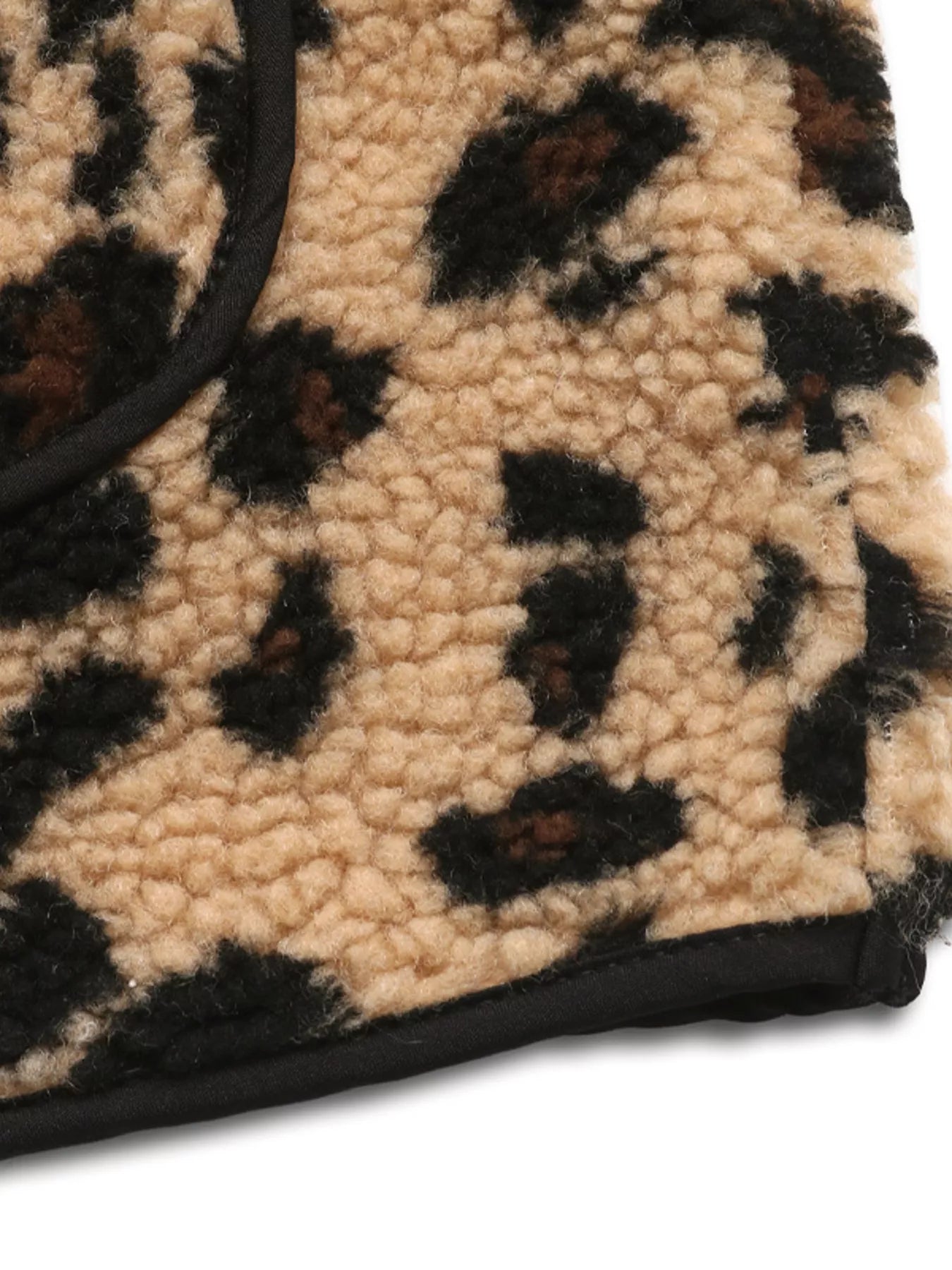 Leopard Fleece Vest Coat with Pockets Trendsi