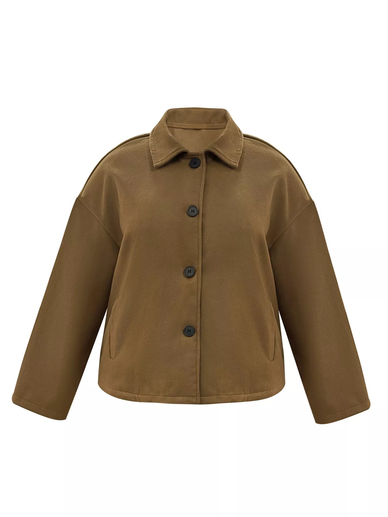 Plus Size Button-Down Cropped Outerwear OutfitFlow