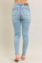 Judy Blue Full Size Mr Tummy Control Vintage Wash Skinny Jeans Plus Size OutfitFlow