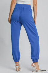 Umgee Drawstring Jogger Pants with Front Seam Detail OutfitFlow