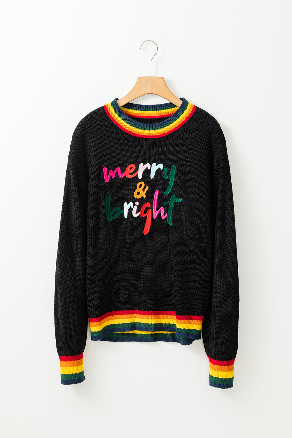 Outfit Flow - MERRY & BRIGHT Ribbed Round Neck Sweater