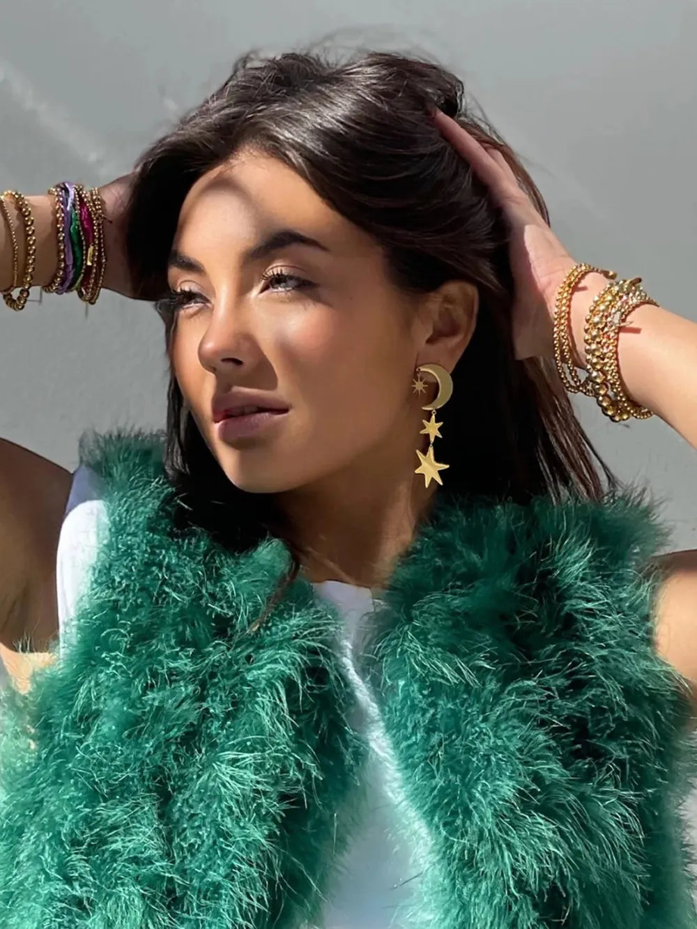 18K Gold-Plated Moon & Star Dangle Earrings OutfitFlow