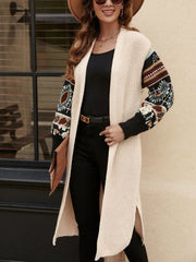 Outfit Flow - Slit Open Front Long Sleeve Longline Cardigan