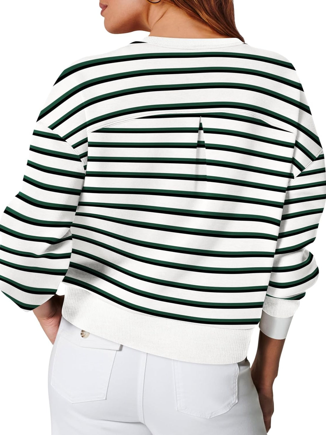 Outfit Flow - Lovelet Striped Round Neck Long Sleeve Sweatshirt