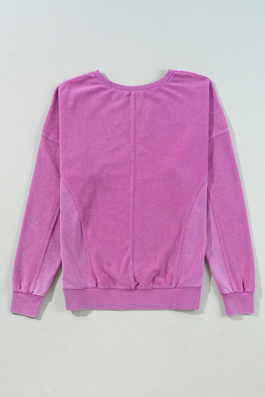 Notched Drop Shoulder Long Sleeve Sweatshirt OutfitFlow