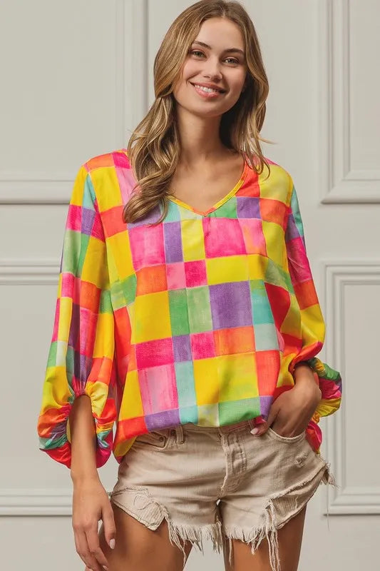BiBi Multi Block Bubble Pop Ballon Top OutfitFlow