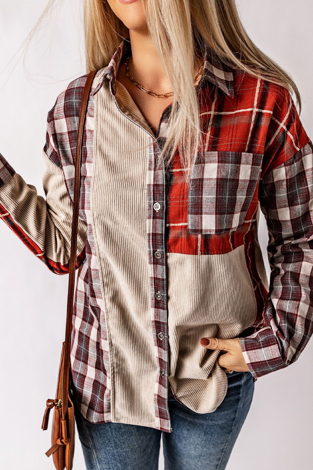 Outfit Flow - Plaid Patchwork Collared Neck Jackets