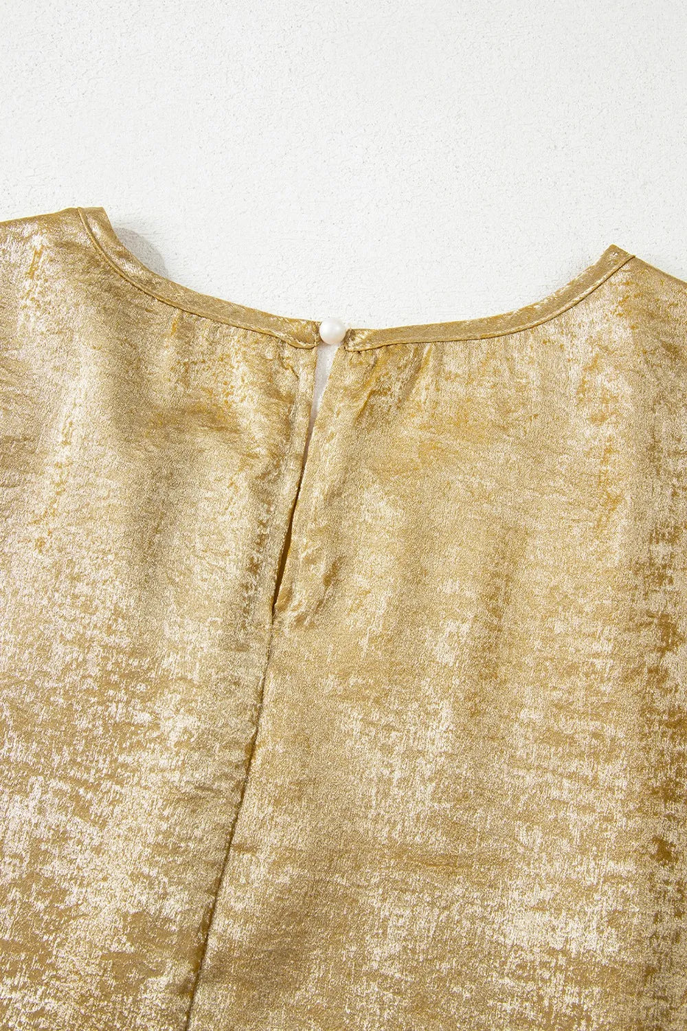 Metallic Gold Short Sleeve Casual Blouse OutfitFlow