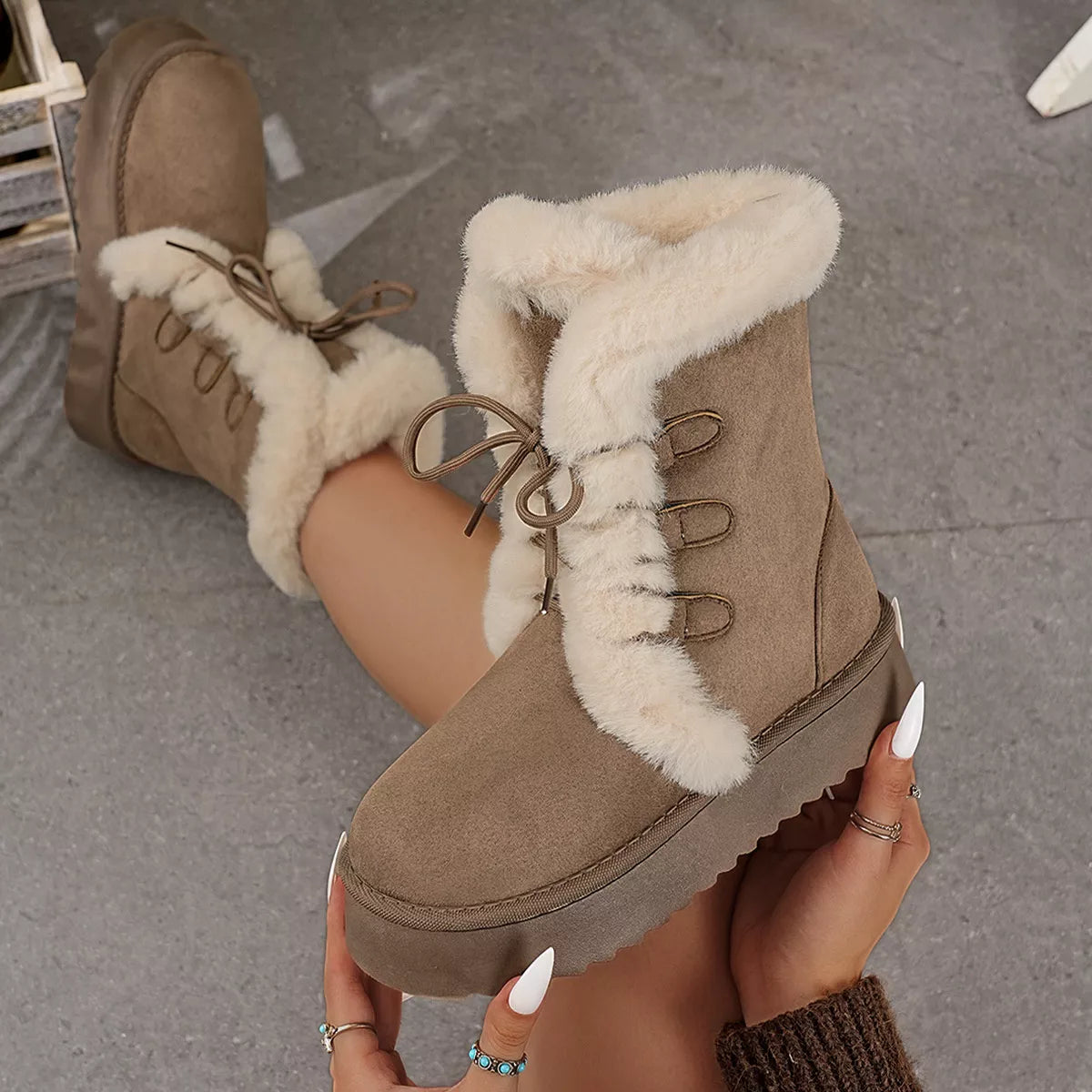 Round Toe Platform Boots OutfitFlow