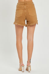 RISEN High Waist Frayed Hem Denim Shorts