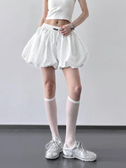 Bubble Hem Elastic Waist Shorts OutfitFlow