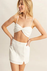 HYFVE Ruched Bra Top and Mini Skirt Set OutfitFlow