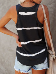 Full Size Striped Round Neck Tank Top Plus Size OutfitFlow