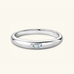 925 Sterling Silver Inlaid Moissanite Ring Silver Rectangular Drill OutfitFlow