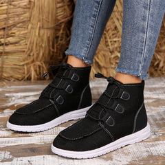 Lace-Up Round Toe Flat Sneakers