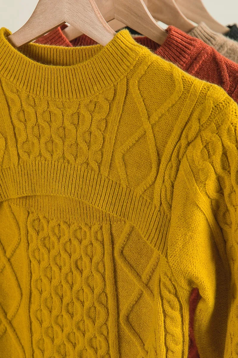 BiBi Cable-Knit Sweater with Cut Out Chest Detail OutfitFlow