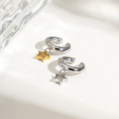 Stainless Steel Star Clip On Earrings OutfitFlow