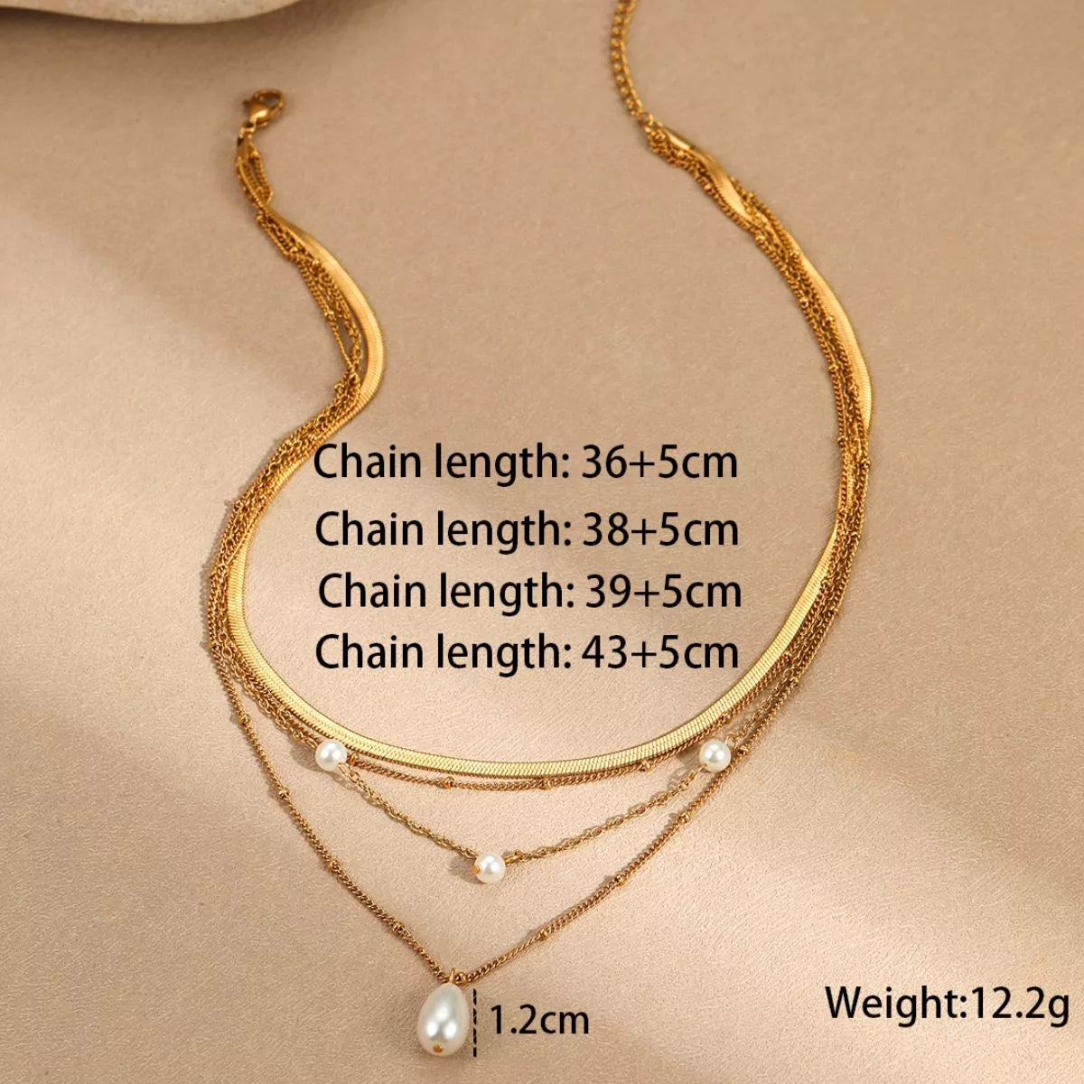 18K Gold-Plated Four-Layered Pearl Necklace OutfitFlow