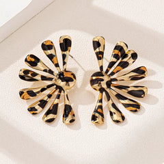 Leopard Print Fan-Shaped Earrings OutfitFlow