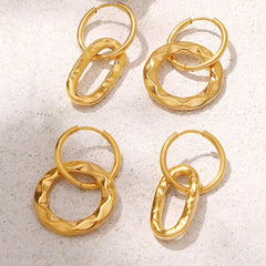 18K Gold-Plated Titanium Steel Annulus Earrings OutfitFlow