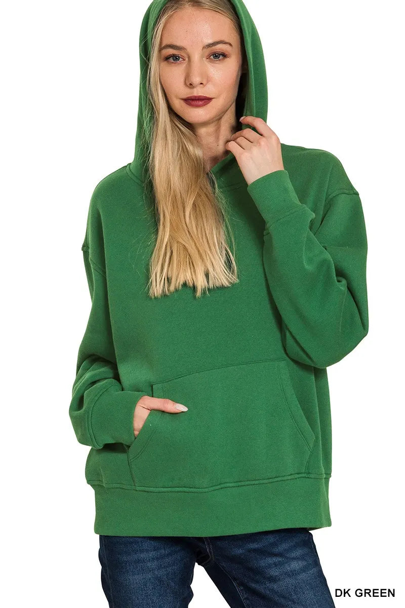 Zenana Fleece Kangaroo Pocket Hoodie OutfitFlow