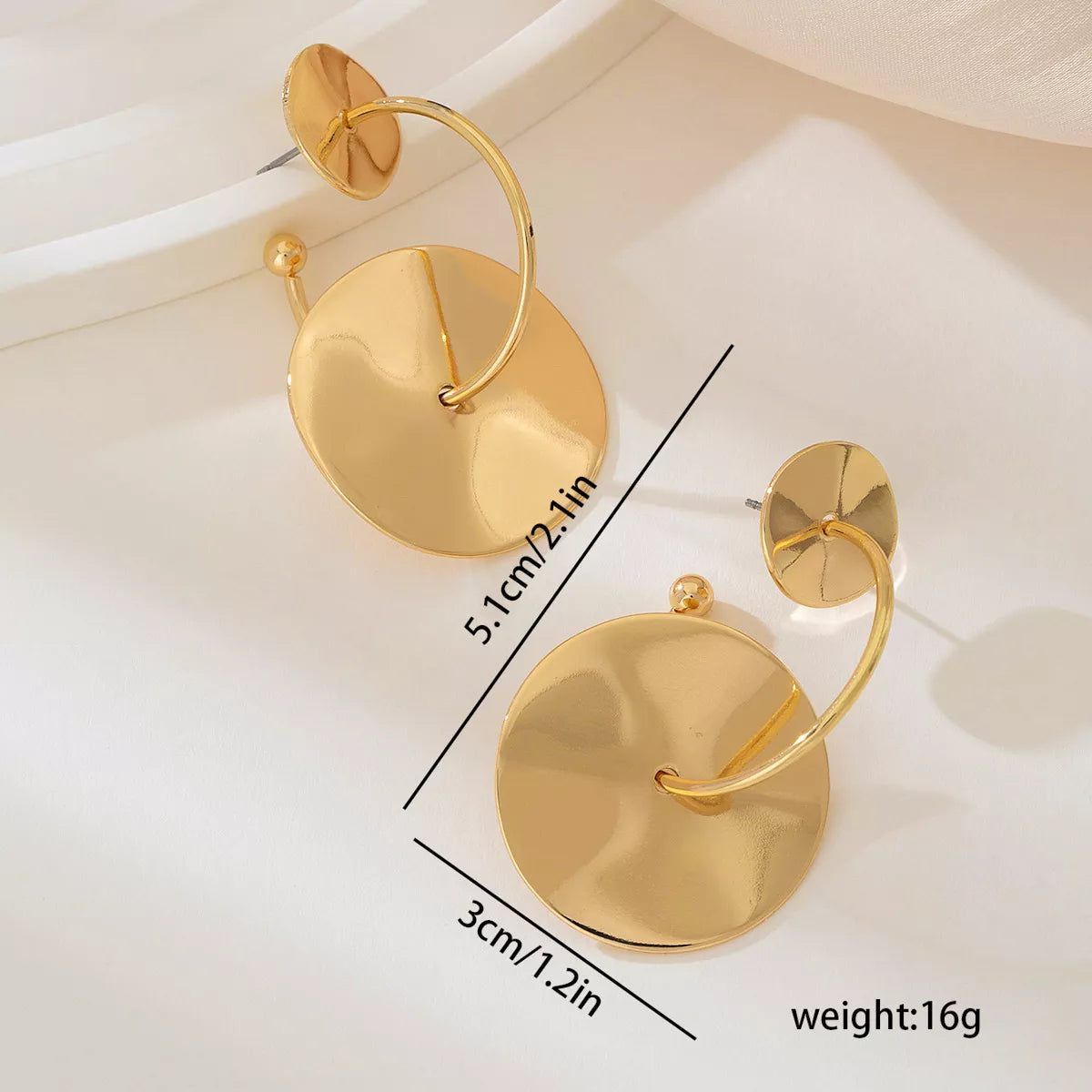 18K Gold-Plated Geometric Circle Drop Earrings OutfitFlow