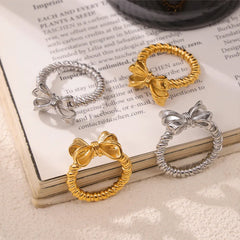 Twisted Titanium Steel Bow Ring OutfitFlow