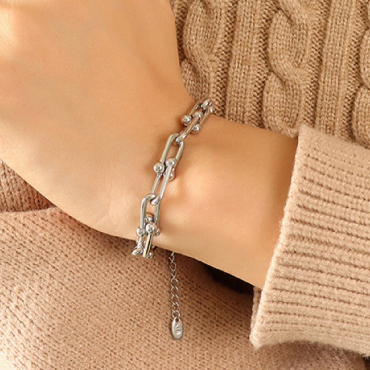Chunky Chain Titanium Steel Bracelet OutfitFlow