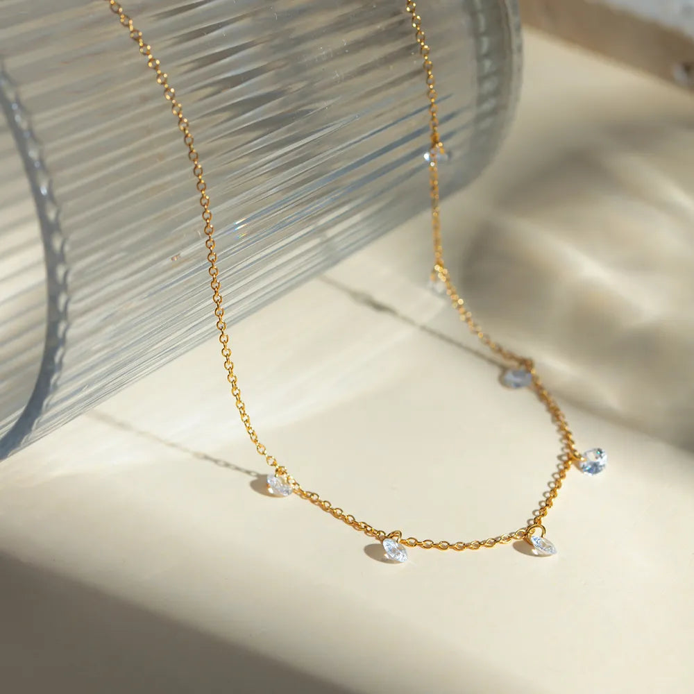 Stainless Steel Rhinestone Charm Necklace OutfitFlow