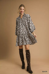 Umgee Leopard Print Tiered Mini Dress Trendsi