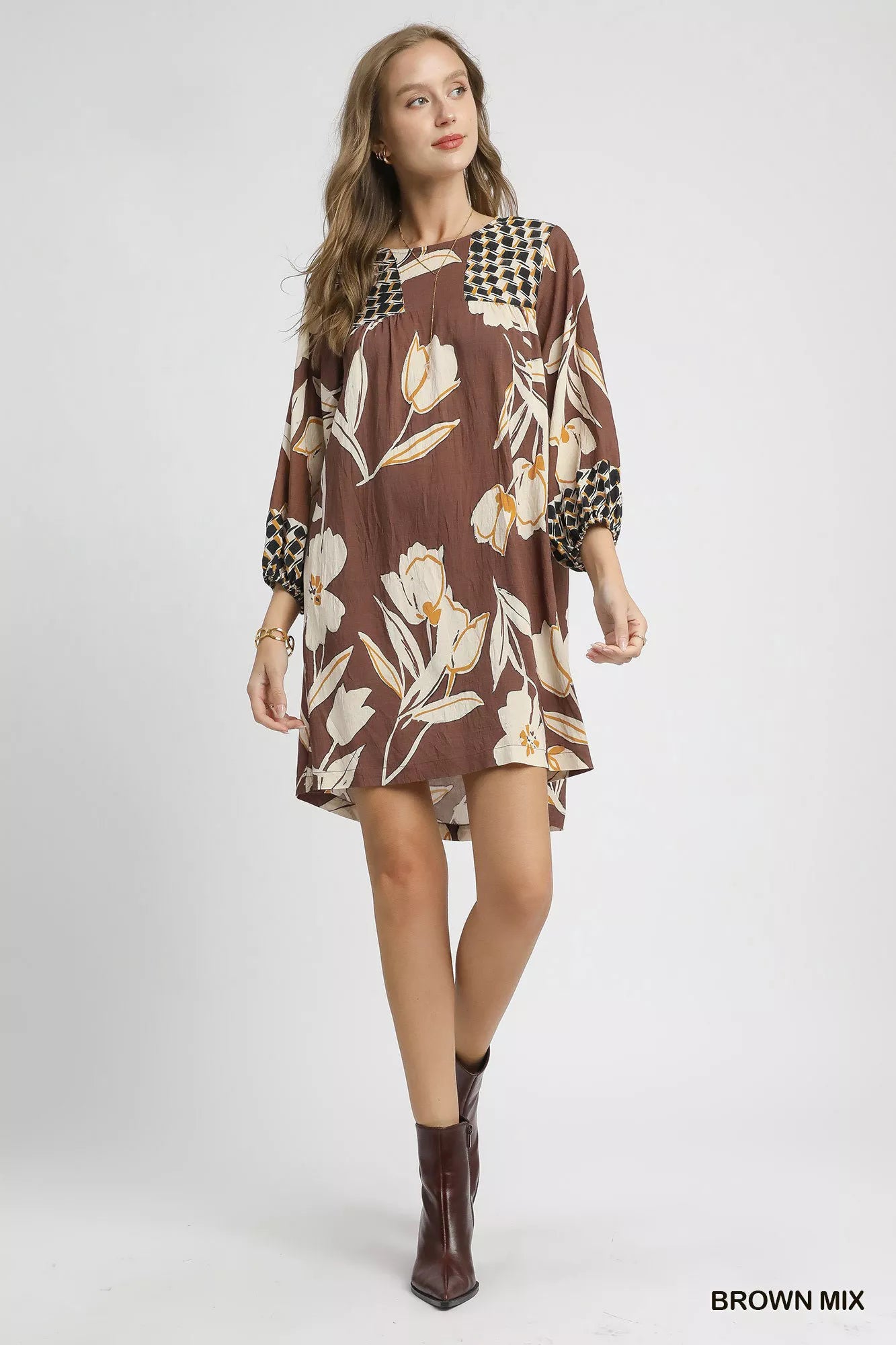 Umgee Floral High-Low Babydoll Dress Trendsi