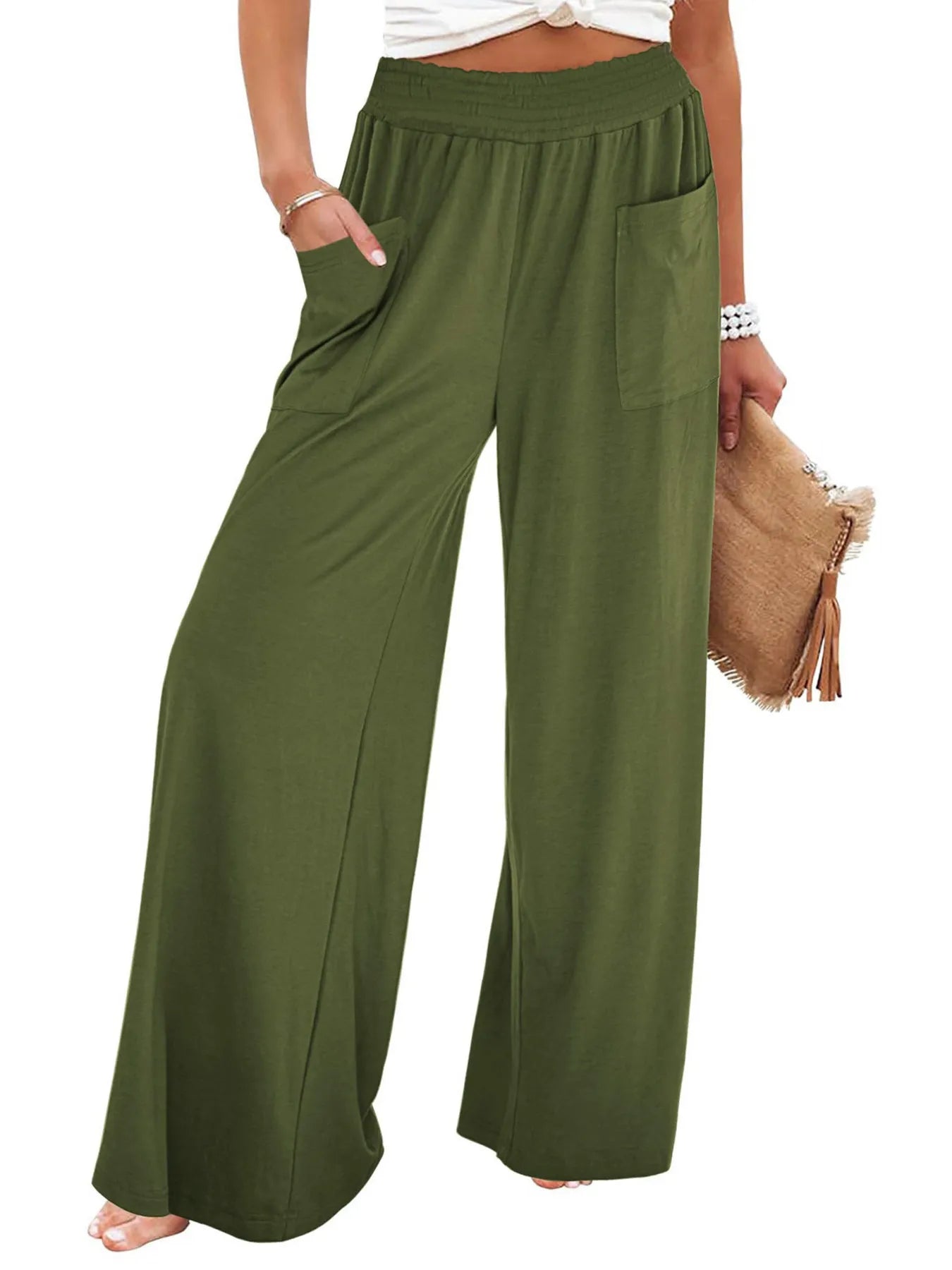 High-Waisted Wide Leg Pants with Pockets OutfitFlow