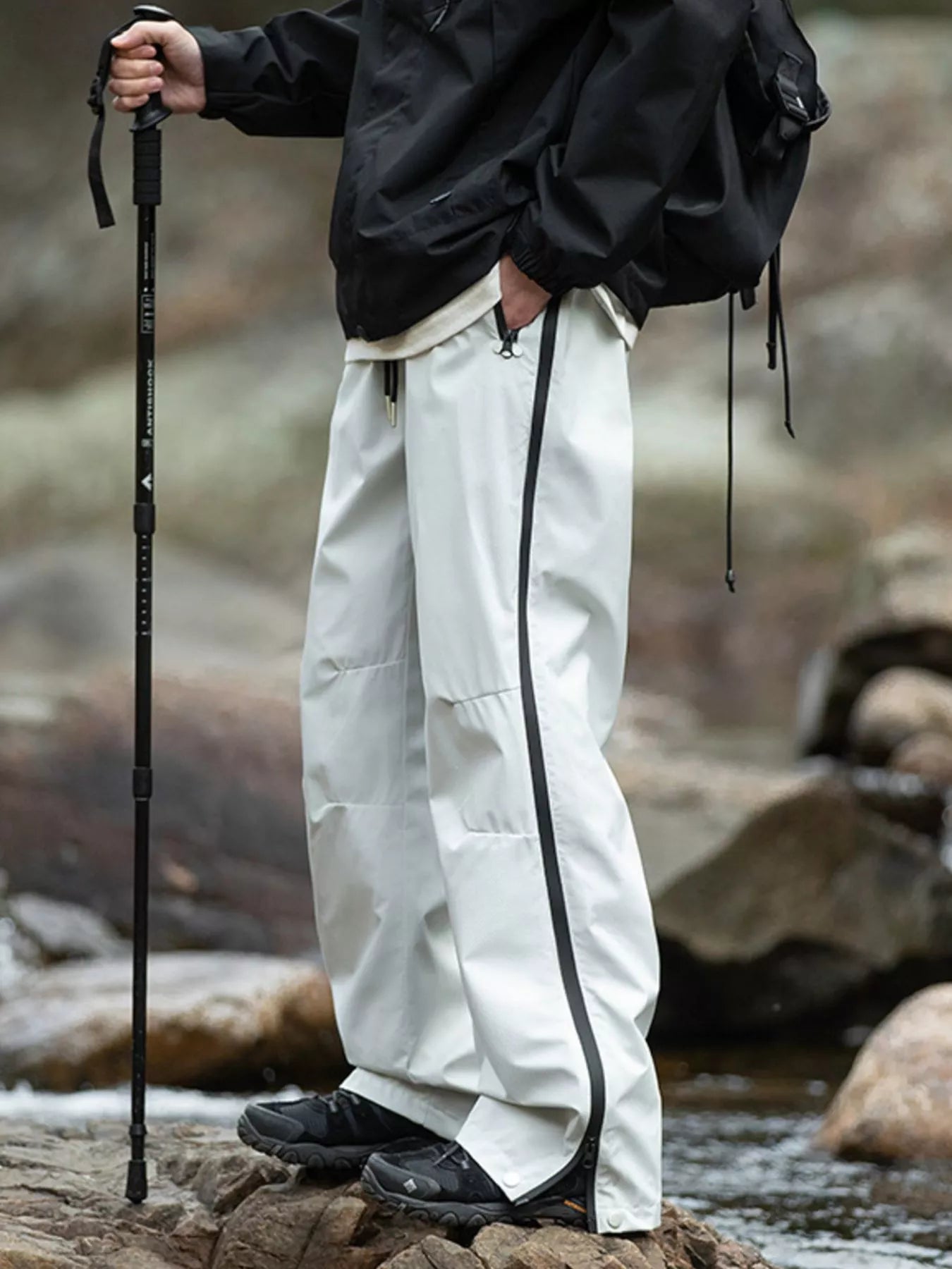 Men's Outdoor Tactical Cargo Pants with Multiple Pockets Light Gray OutfitFlow