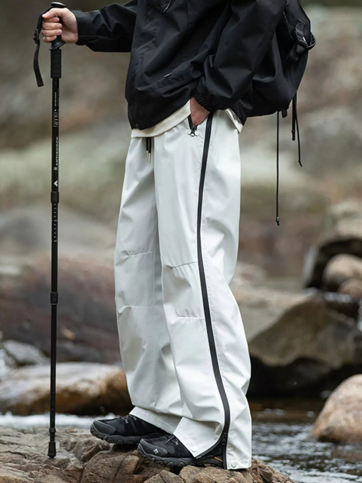 Men's Outdoor Tactical Cargo Pants with Multiple Pockets Light Gray OutfitFlow
