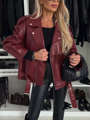 Full Size Zip Up Long Sleeve Jacket Plus Size Burgundy Trendsi